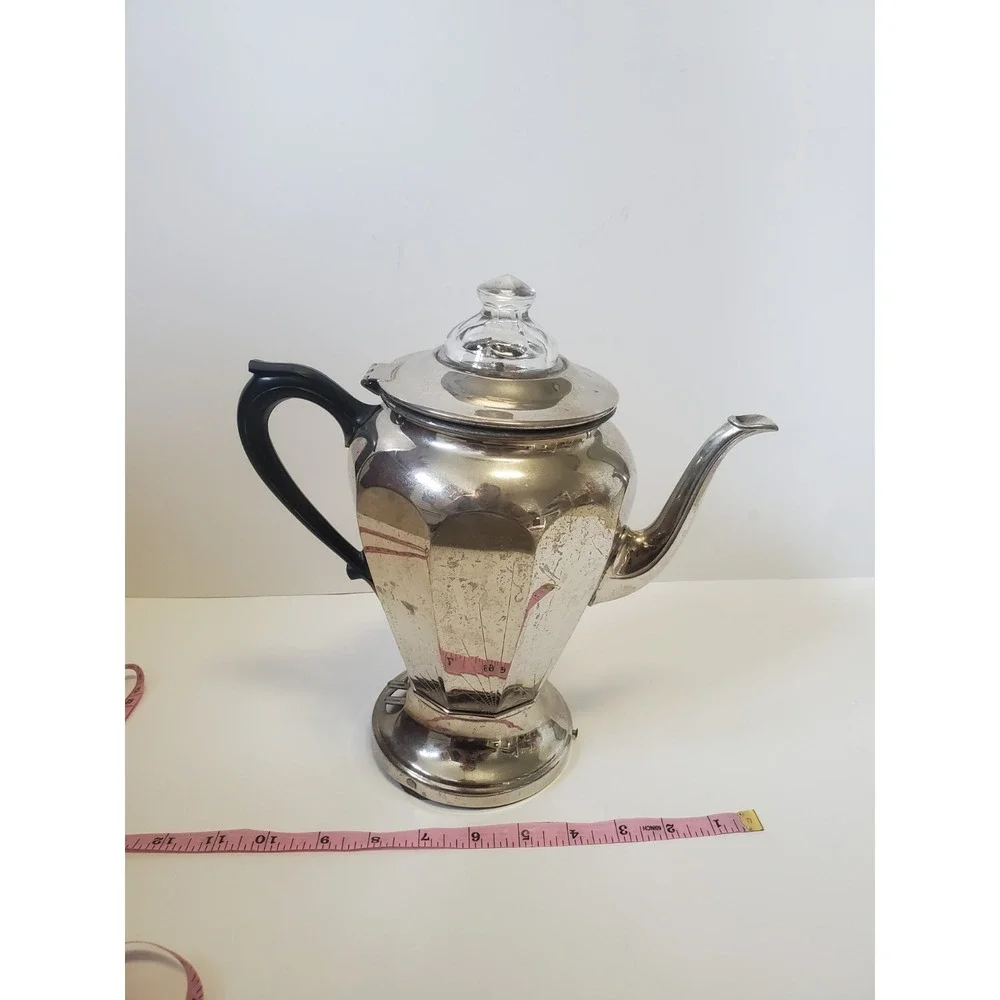 GE Hotpoint Coffee Pot Percolator Art Deco Spider Web Vintage Gothcore **AS IS